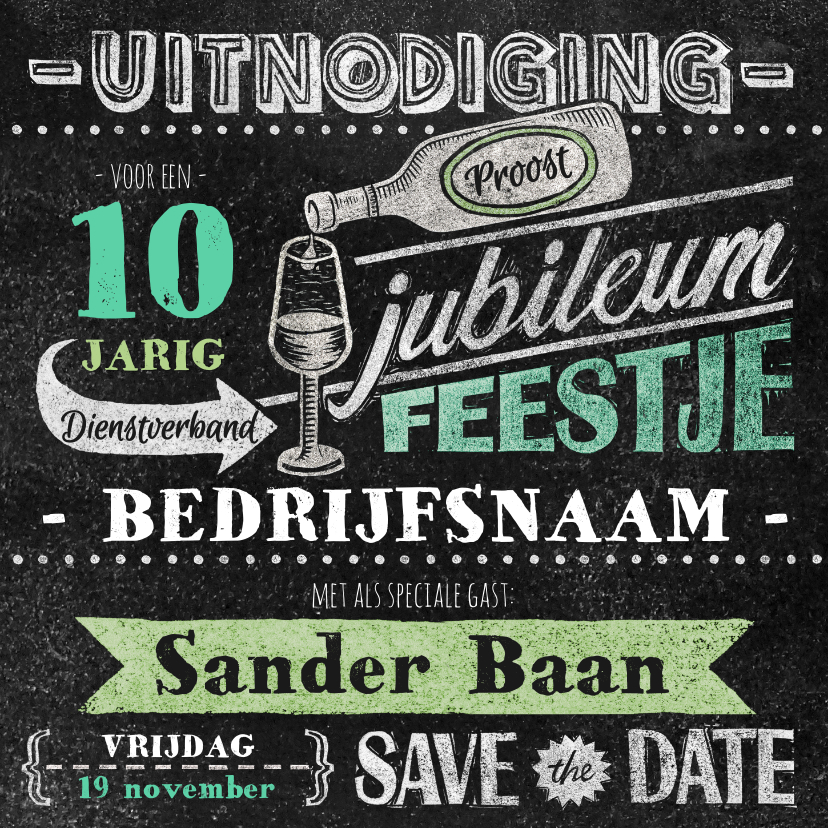 Jubileum werknemer krijtbord stijlvol - Jubileumkaarten Jubileumkaarten - Jubileum werknemer krijtbord stijlvol