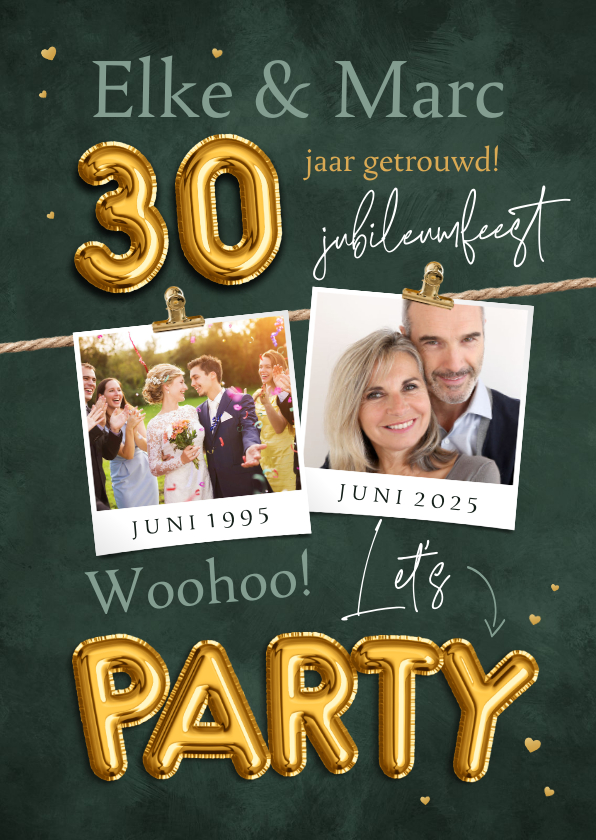 Jubileumfeest 30 jaar uitnodiging goud party ballonnen foto - Jubileumkaarten Jubileumkaarten - Jubileumfeest 30 jaar uitnodiging goud party ballonnen foto
