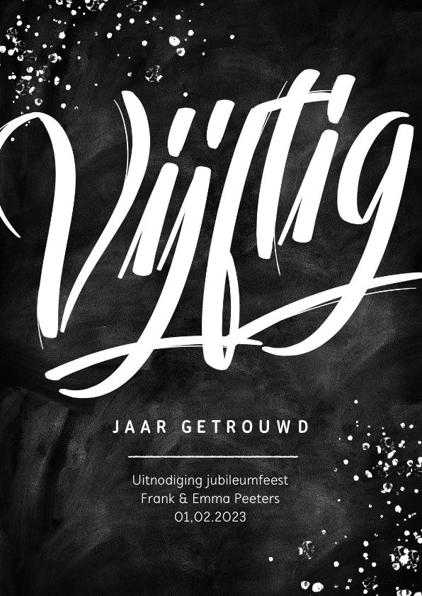 Jubileumfeest 50 jaar getrouwd uitnodiging krijt stijlvol - Jubileumkaarten Jubileumkaarten - Jubileumfeest 50 jaar getrouwd uitnodiging krijt stijlvol