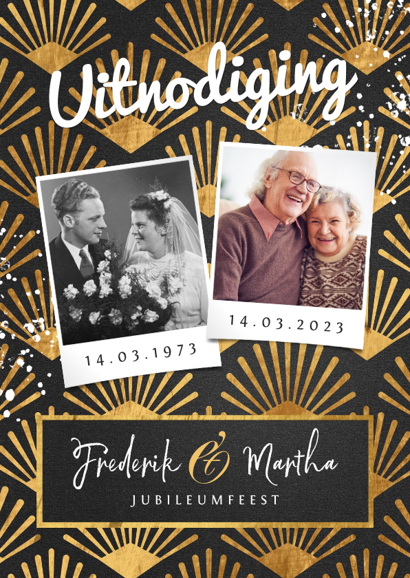 Jubileumfeest 50 jaar retro patroon goud foto's - Jubileumkaarten Jubileumkaarten - Jubileumfeest 50 jaar retro patroon goud foto's
