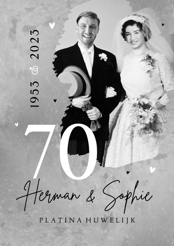 Jubileumkaarten - Jubileumfeest uitnodiging 70 jaar platina huwelijk foto
