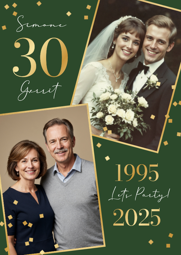 Jubileumfeest uitnodiging huwelijk 30 jaar confetti goud - Jubileumkaarten Jubileumkaarten - Jubileumfeest uitnodiging huwelijk 30 jaar confetti goud