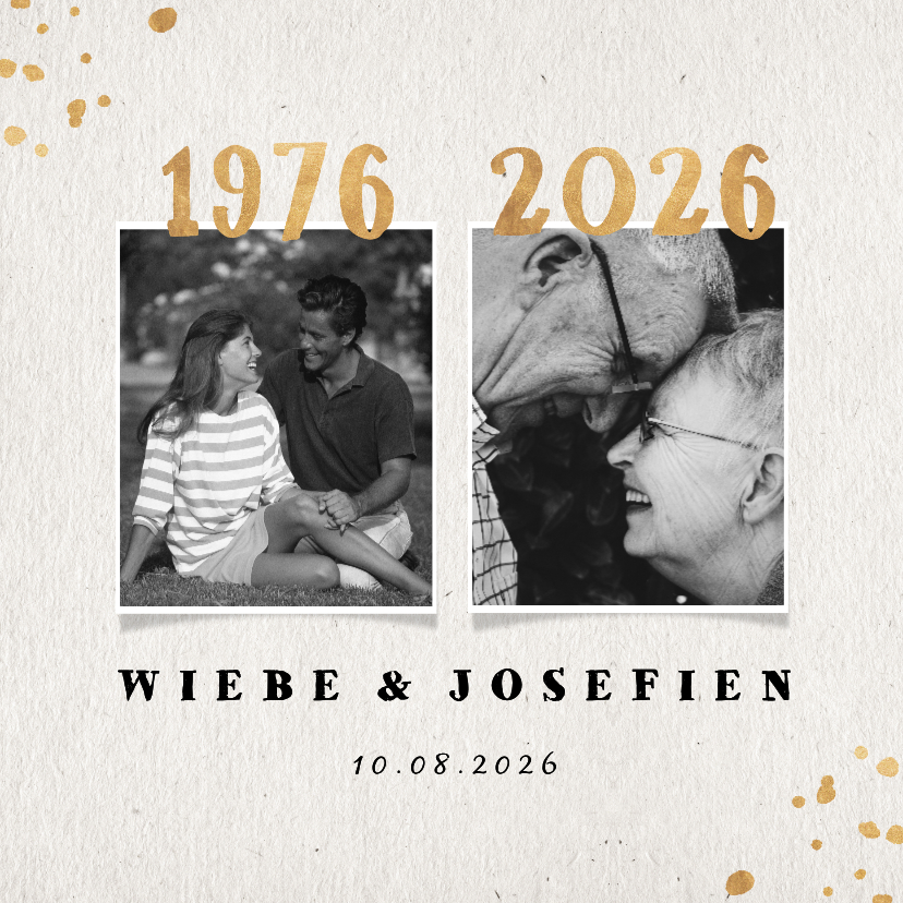 Jubileumkaarten - Jubileumkaart 1976 met gouden spetters en foto's