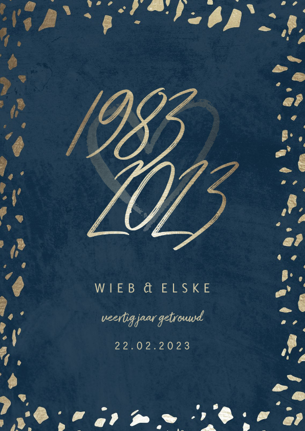 Jubileumkaarten - Jubileumkaart 40 jaartallen donkerblauw met terrazzo
