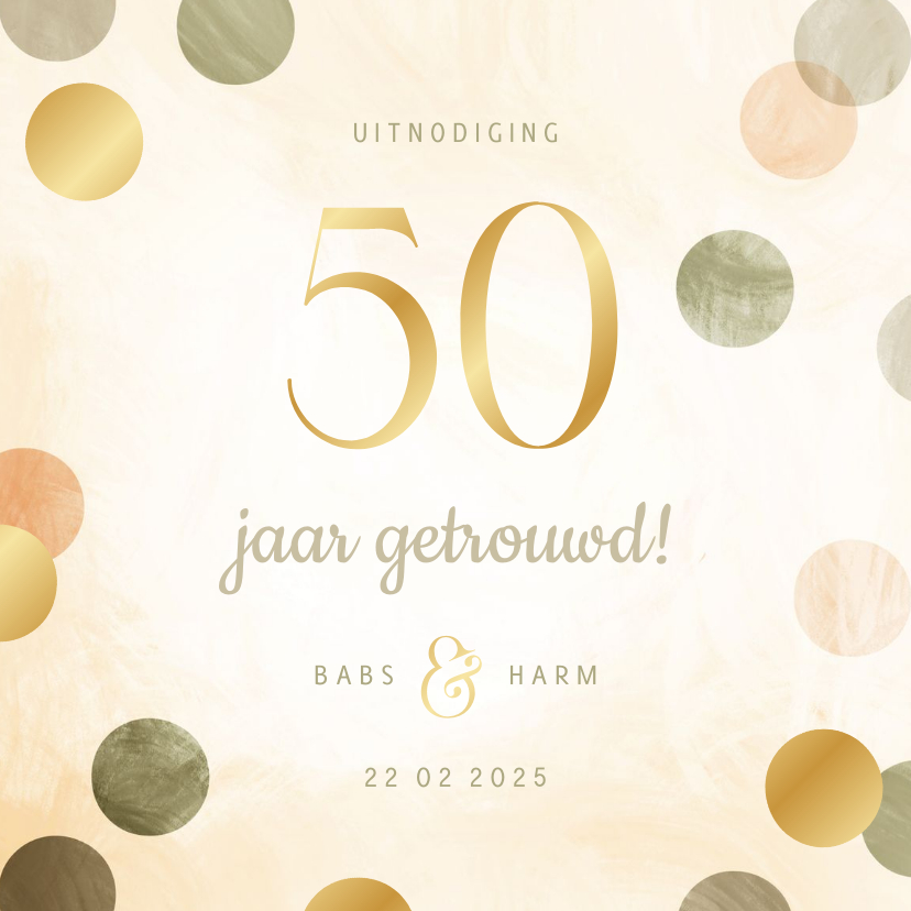 Jubileumkaart 50 jaar aanpasbaar met confetti - Jubileumkaarten Jubileumkaarten - Jubileumkaart 50 jaar aanpasbaar met confetti