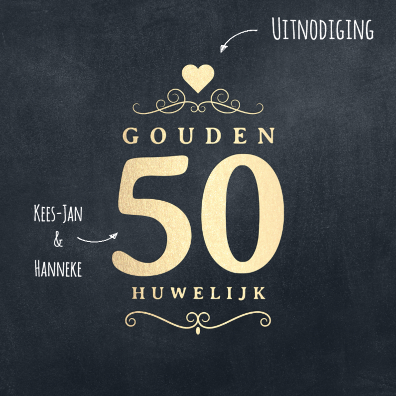 Jubileumkaarten - Jubileumkaart 50 jaar krijtbord