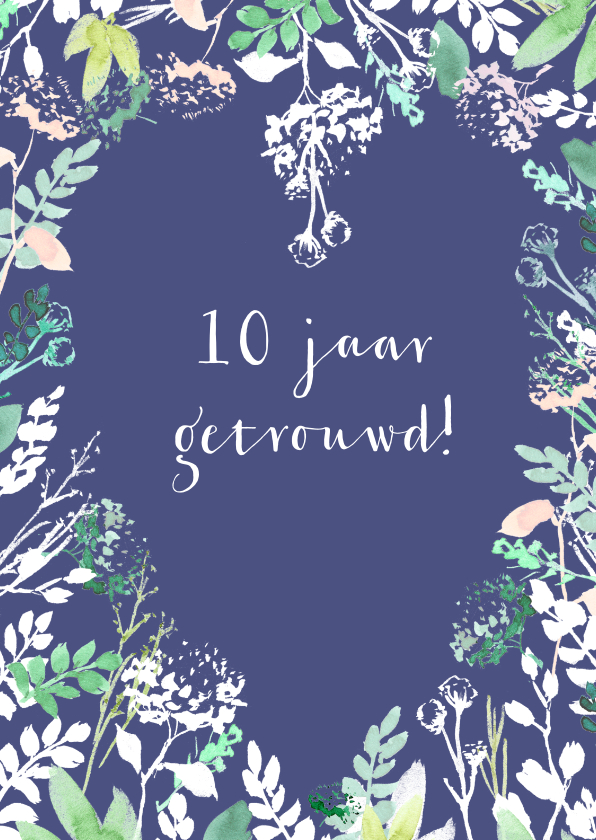 Jubileumkaart aanpasbaar, met hartje van bloemen - Jubileumkaarten Jubileumkaarten - Jubileumkaart aanpasbaar, met hartje van bloemen