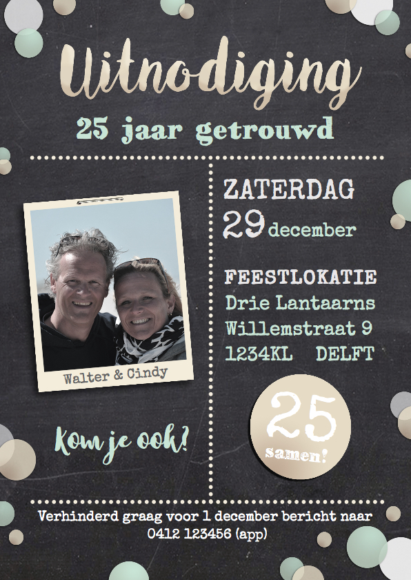 Jubileumkaart groenbeige av - Jubileumkaarten Jubileumkaarten - Jubileumkaart groenbeige av