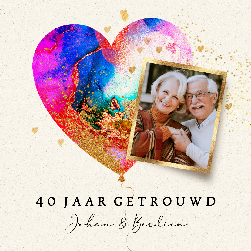 Jubileumkaart huwelijk met foto en eigen jaartal - Jubileumkaarten Jubileumkaarten - Jubileumkaart huwelijk met foto en eigen jaartal