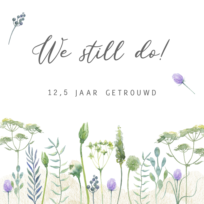 Jubileumkaart huwelijk veldbloemen - Jubileumkaarten Jubileumkaarten - Jubileumkaart huwelijk veldbloemen