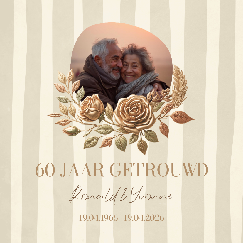 Jubileumkaart klassiek met foto en bloemen - Jubileumkaarten Jubileumkaarten - Jubileumkaart klassiek met foto en bloemen