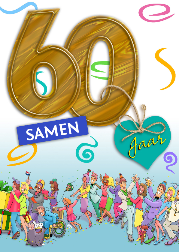 Jubileumkaart uitnodiging feest 60 jaar samen - Jubileumkaarten Jubileumkaarten - Jubileumkaart uitnodiging feest 60 jaar samen