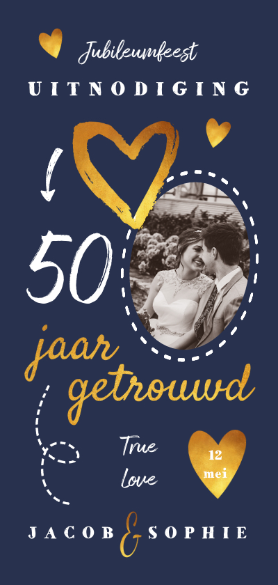 Jubileumkaart uitnodiging stijlvol en hip met eigen foto - Jubileumkaarten Jubileumkaarten - Jubileumkaart uitnodiging stijlvol en hip met eigen foto