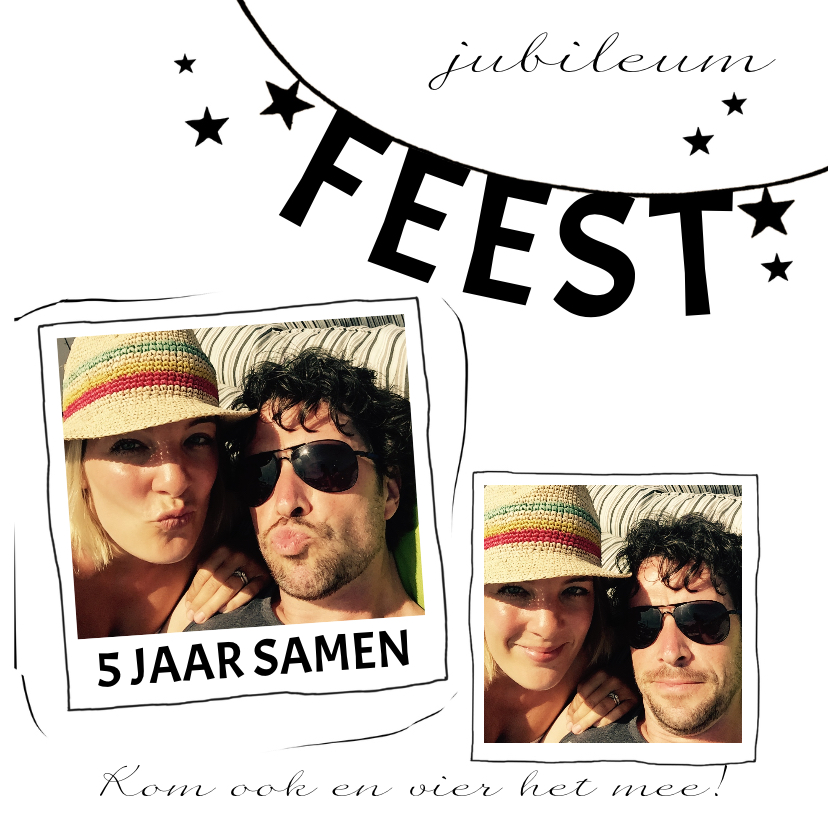 Jubileumkaart zwart-wit feest - Jubileumkaarten Jubileumkaarten - Jubileumkaart zwart-wit feest