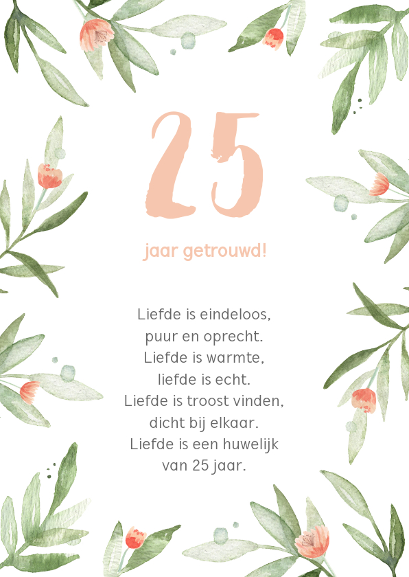 Kaart huwelijksjubileum bladeren - Jubileumkaarten Jubileumkaarten - Kaart huwelijksjubileum bladeren