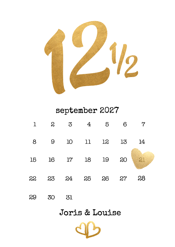 Jubileumkaarten - Kalender jubileum 12 1/2 jaar - BK