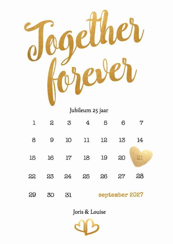 Jubileumkaarten - Kalender Together forever - BK
