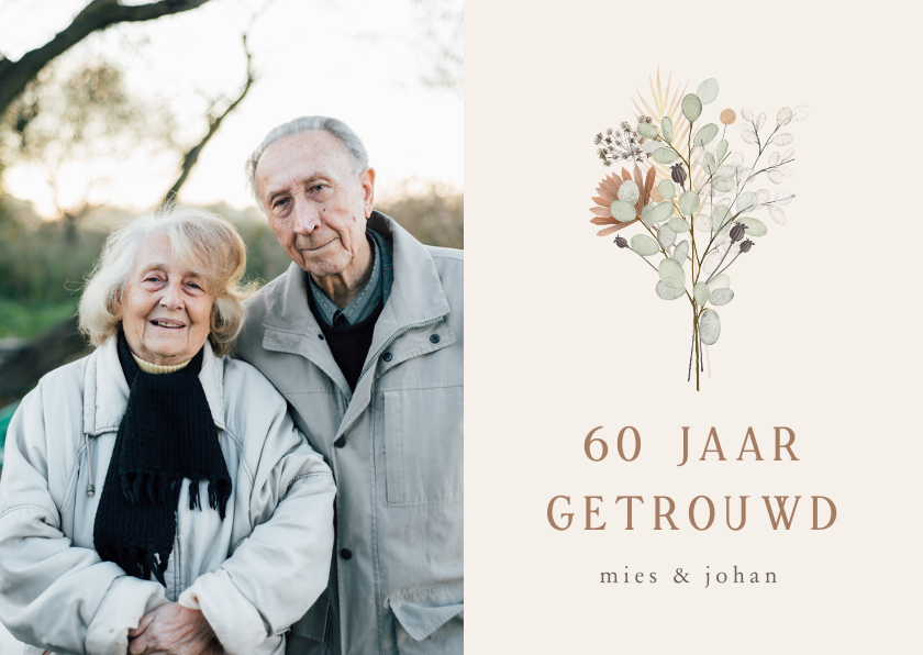 Jubileumkaarten - Klassieke uitnodigingskaart huwelijksjubileum met bloemen