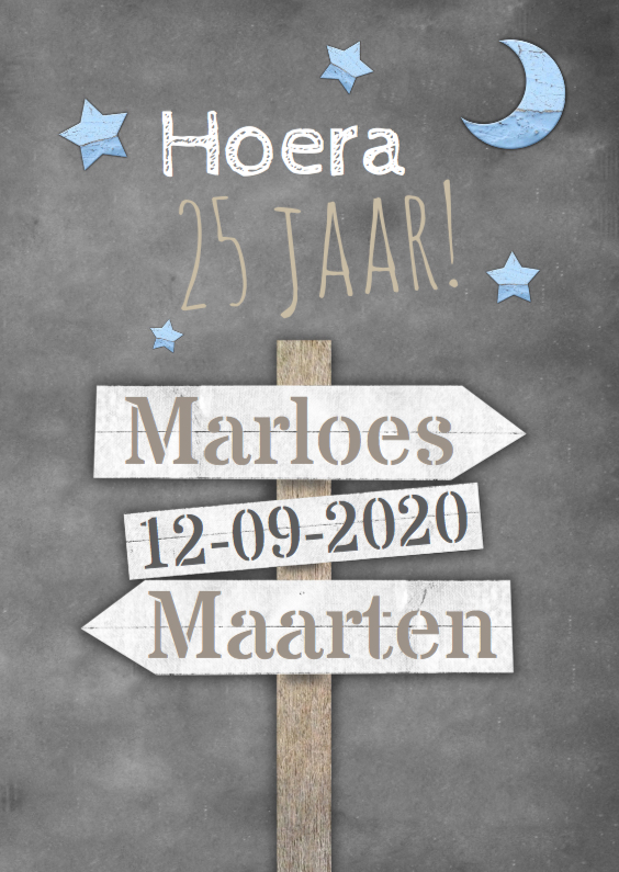 Krijtbord en wegwijzer f - Jubileumkaarten Jubileumkaarten - Krijtbord en wegwijzer f