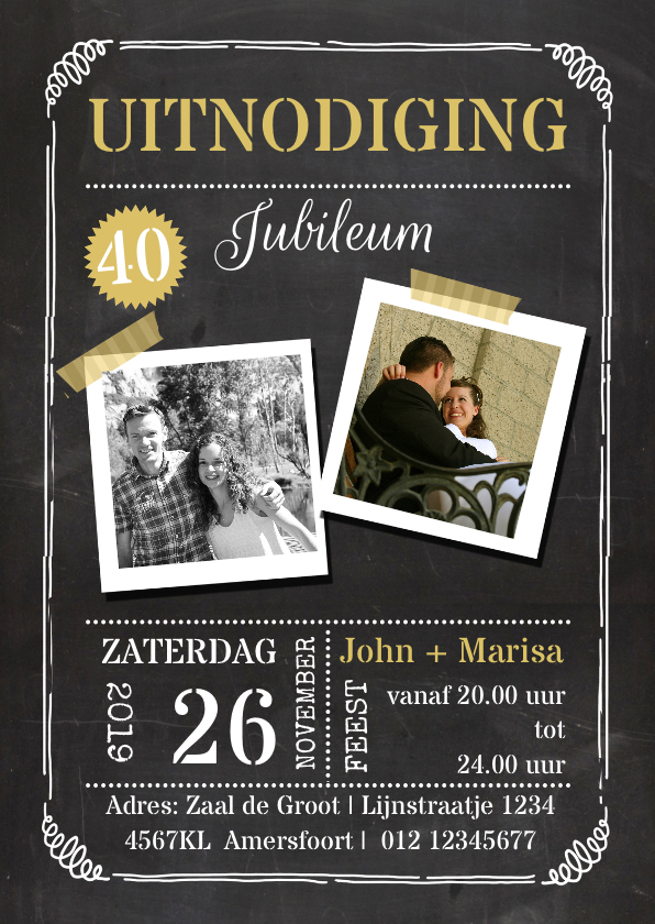 Krijtbord look jubileumkaart - Jubileumkaarten Jubileumkaarten - Krijtbord look jubileumkaart