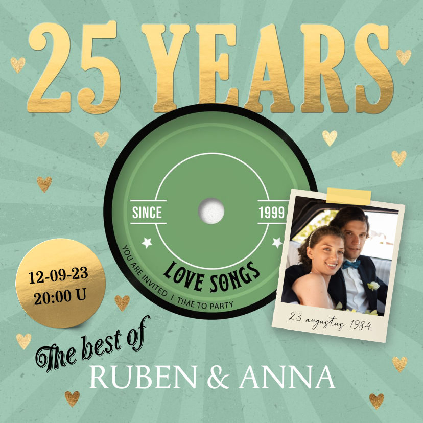 Jubileumkaarten - LP uitnodiging 25 jaar huwelijk jubileum