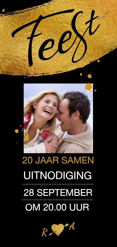 Mooie uitnodiging voor 20-jarig (aanpasbaar) huwelijksfeest - Jubileumkaarten Jubileumkaarten - Mooie uitnodiging voor 20-jarig (aanpasbaar) huwelijksfeest