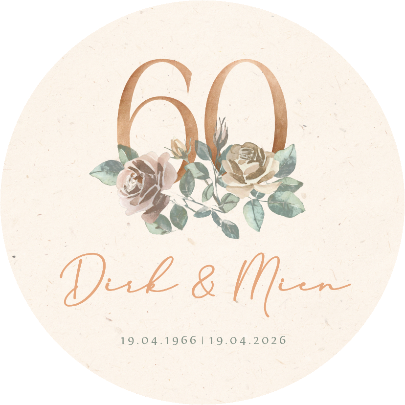 Jubileumkaarten - Ronde jubileum uitnodiging 60 jaar met bloemen