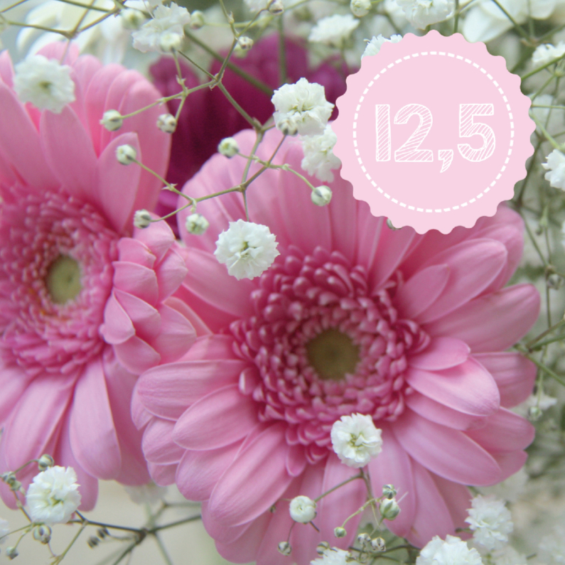 Roze jubileumkaart 12.5 - Jubileumkaarten Jubileumkaarten - Roze jubileumkaart 12.5
