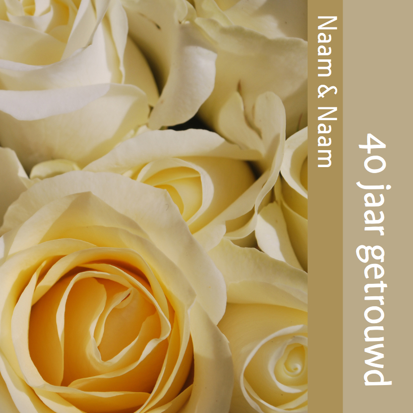 Stijlvolle uitnodiging beige wit roos - Jubileumkaarten Jubileumkaarten - Stijlvolle uitnodiging beige wit roos