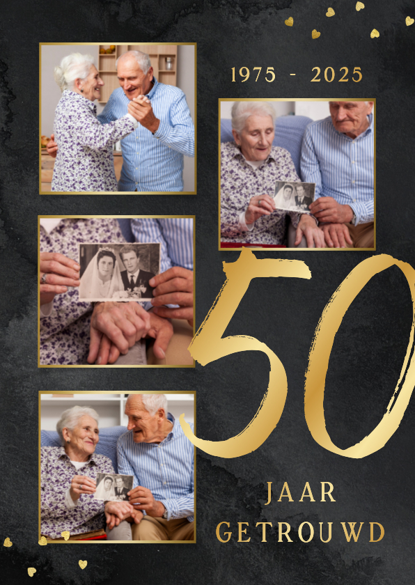 Stijlvolle uitnodiging fotocollage jubileum 50 jaar getrouwd - Jubileumkaarten Jubileumkaarten - Stijlvolle uitnodiging fotocollage jubileum 50 jaar getrouwd
