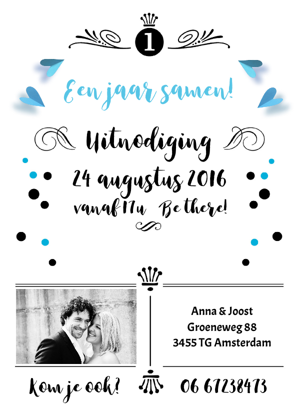 Welp Uitnodiging 1 jaar samen - Jubileumkaarten | Kaartje2go YA-76