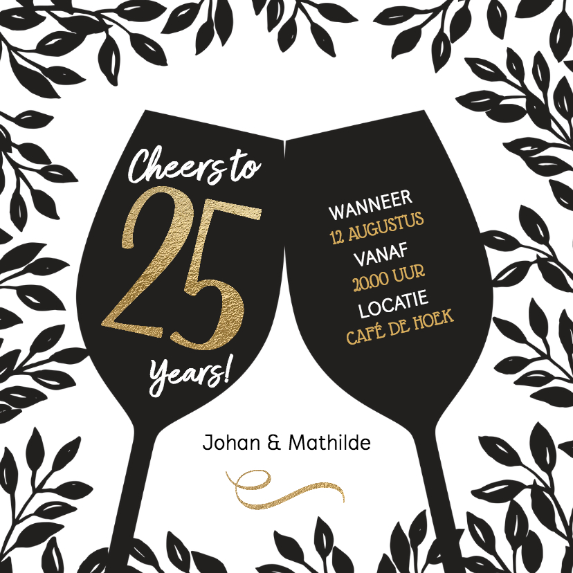 Jubileumkaarten - Uitnodiging 25 jaar huwelijk Cheers