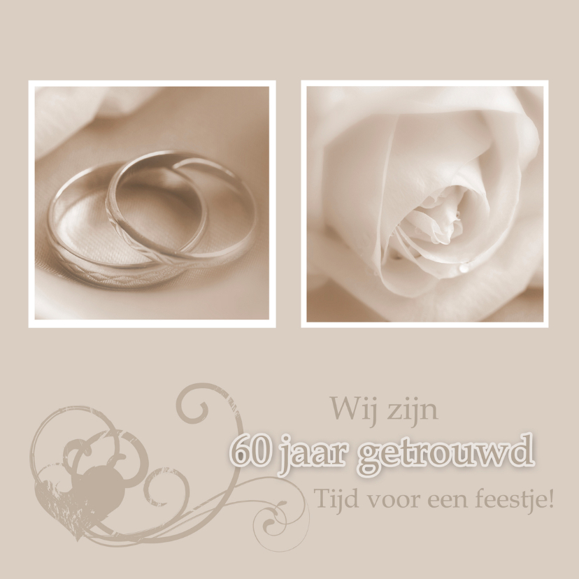 Uitnodiging 60 jaar getrouwd - Jubileumkaarten Jubileumkaarten - Uitnodiging 60 jaar getrouwd