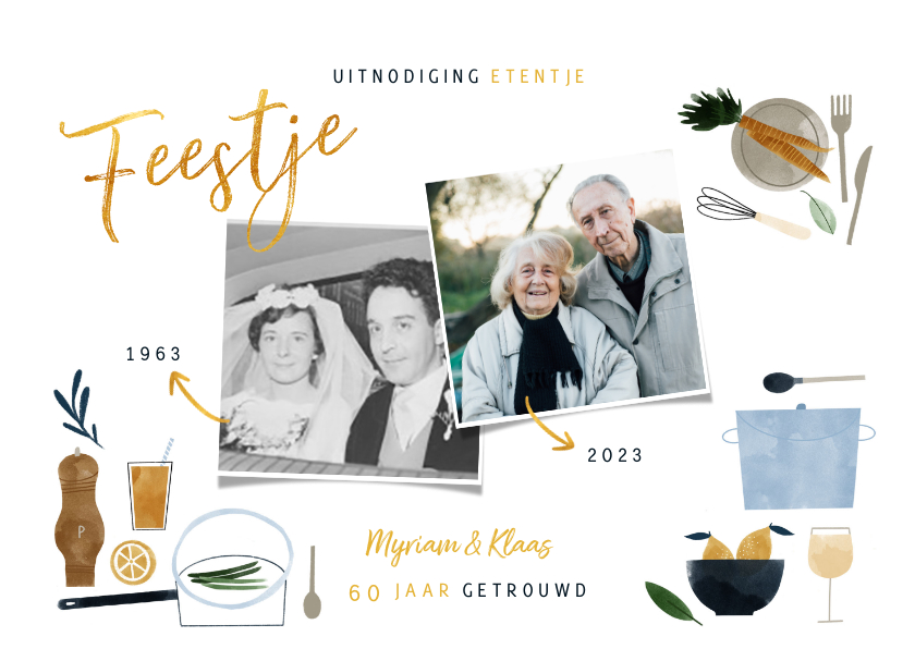 Uitnodiging etentje jubileum 50 jaar getrouwd met foto's - Jubileumkaarten Jubileumkaarten - Uitnodiging etentje jubileum 50 jaar getrouwd met foto's