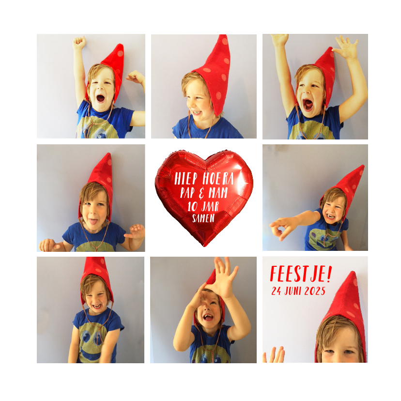 Uitnodiging feest collage hip - Jubileumkaarten Jubileumkaarten - Uitnodiging feest collage hip