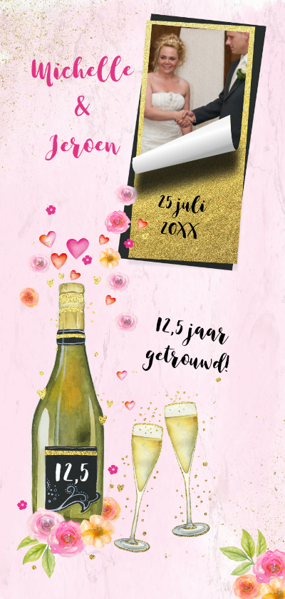 Uitnodiging huwelijksjubileum champagne - Jubileumkaarten Jubileumkaarten - Uitnodiging huwelijksjubileum champagne