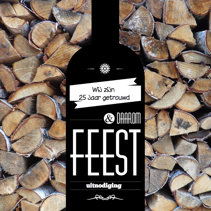 Uitnodiging huwelijksjubileum feest hout en wijn - Jubileumkaarten Jubileumkaarten - Uitnodiging huwelijksjubileum feest hout en wijn