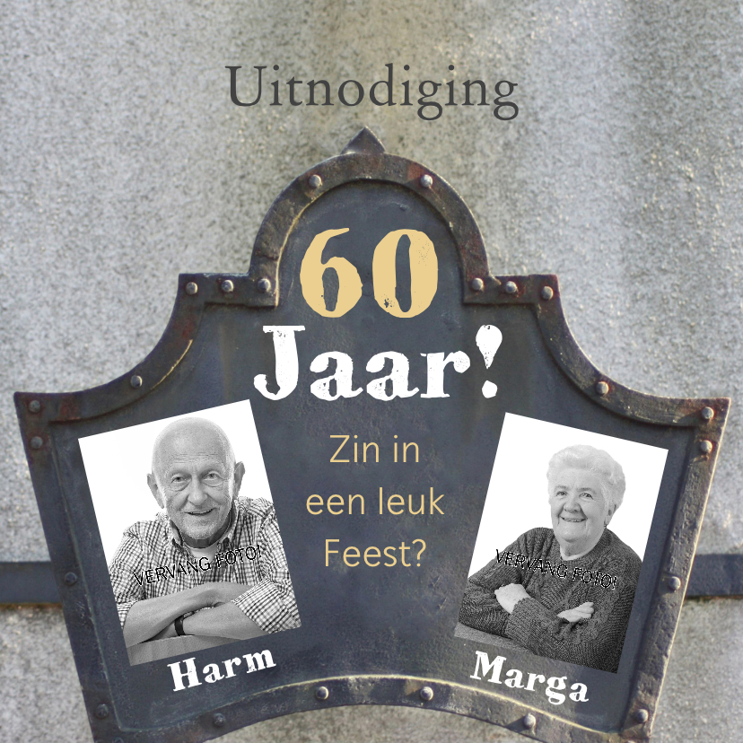 Uitnodiging jubileum 60 jaar - Jubileumkaarten Jubileumkaarten - Uitnodiging jubileum 60 jaar