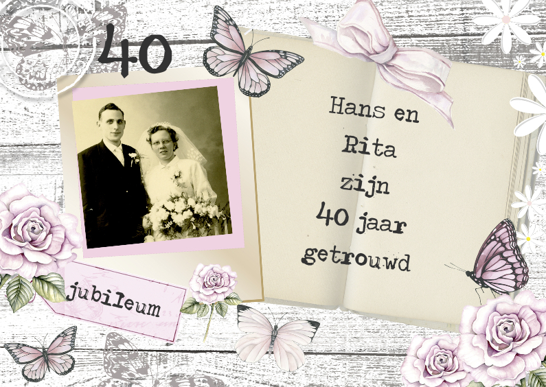 uitnodiging jubileum hout en vlinders - Jubileumkaarten Jubileumkaarten - uitnodiging jubileum hout en vlinders