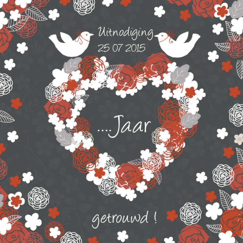 uitnodiging jubileum met hart en duifjes - Jubileumkaarten Jubileumkaarten - uitnodiging jubileum met hart en duifjes