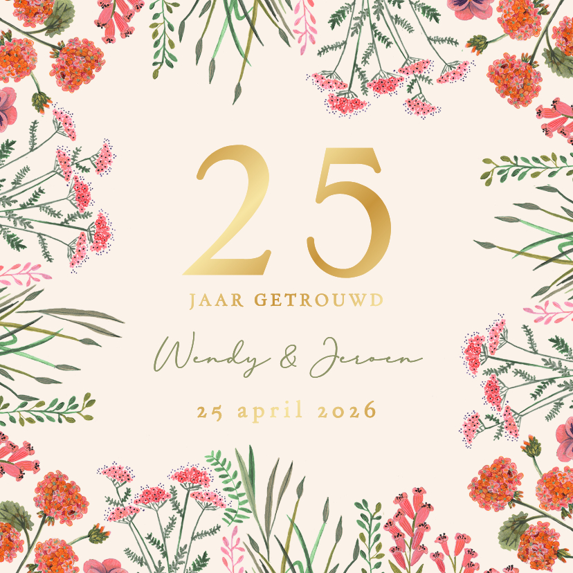 Uitnodiging jubileum veldbloemen - Jubileumkaarten Jubileumkaarten - Uitnodiging jubileum veldbloemen