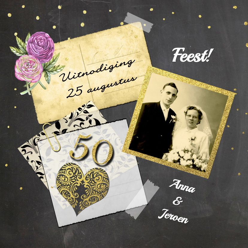 Uitnodiging jubileum vijftig - Jubileumkaarten Jubileumkaarten - Uitnodiging jubileum vijftig
