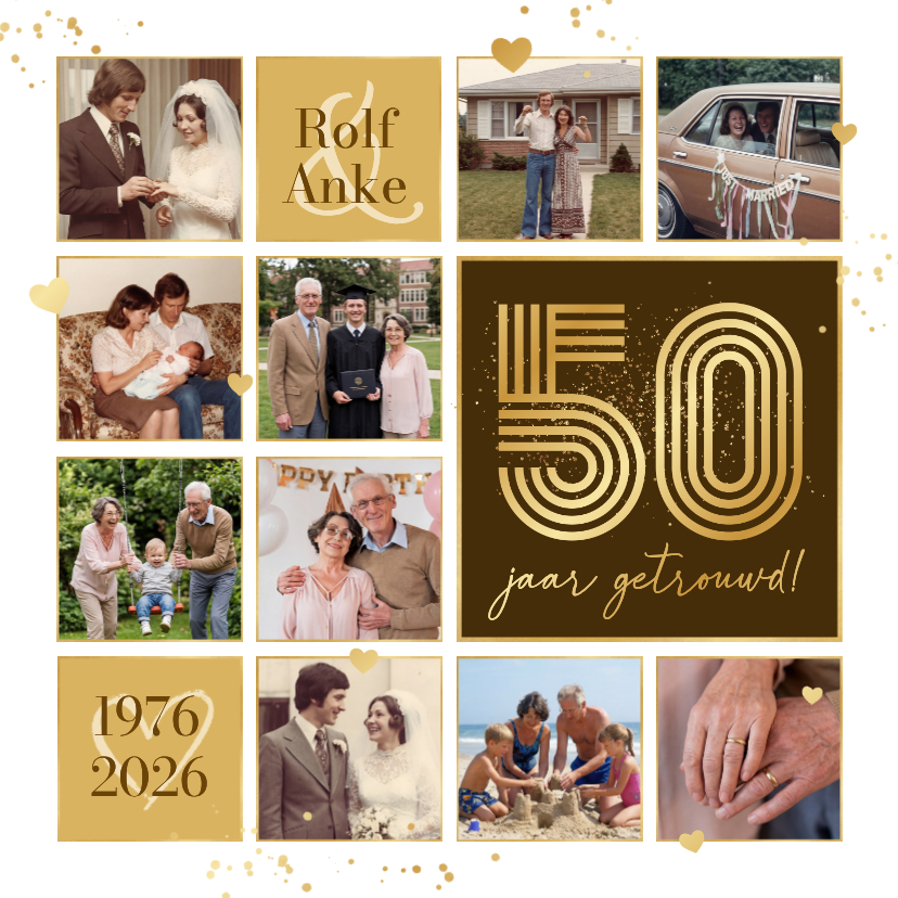 Uitnodiging jubileumfeest 50 jaar getrouwd fotocollage - Jubileumkaarten Jubileumkaarten - Uitnodiging jubileumfeest 50 jaar getrouwd fotocollage