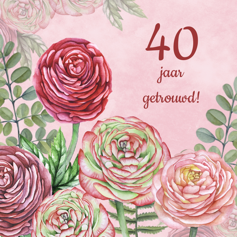 Uitnodiging ranonkel jubileum - Jubileumkaarten Jubileumkaarten - Uitnodiging ranonkel jubileum