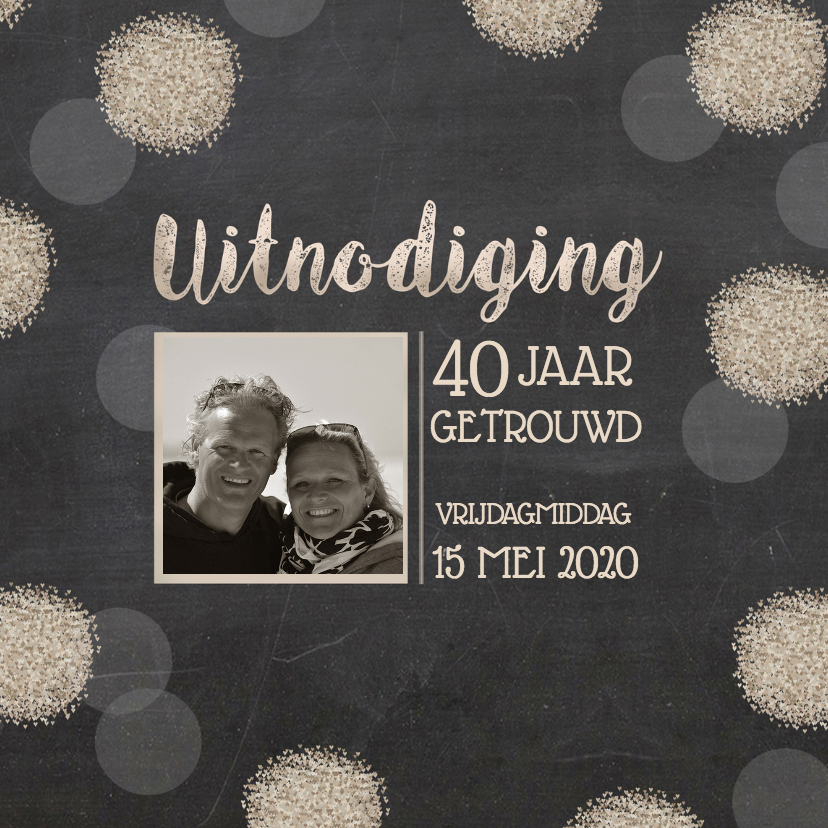 Uitnodigingskaart hartjes bollen - Jubileumkaarten Jubileumkaarten - Uitnodigingskaart hartjes bollen