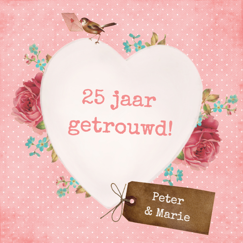 Vintage Hart Huwelijksjubileum - Jubileumkaarten Jubileumkaarten - Vintage Hart Huwelijksjubileum