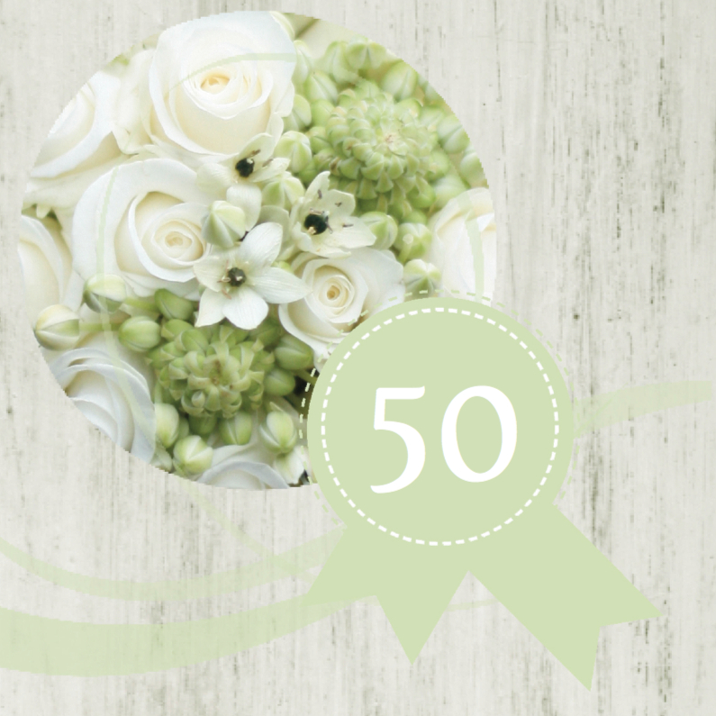 Wood flower jubileum 50 - Jubileumkaarten Jubileumkaarten - Wood flower jubileum 50
