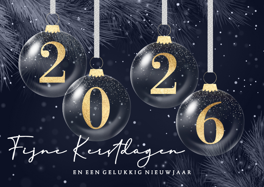 2026 Kerstkaart blauwe dennentakken - Kerstkaarten Kerstkaarten - 2026 Kerstkaart blauwe dennentakken