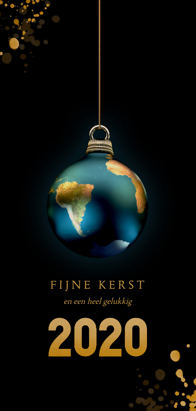Aarde als kerstbal 2020 zwart en goud - Kerstkaarten Kerstkaarten - Aarde als kerstbal 2020 zwart en goud