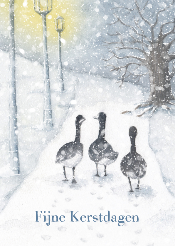 Kerstkaarten - Canadese ganzen in de sneeuw